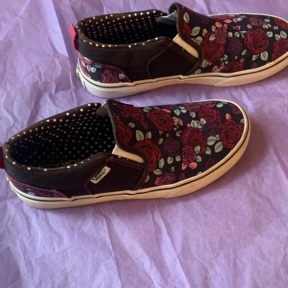 Vans Shoes - Vans Black Floral Slip-On Shoes